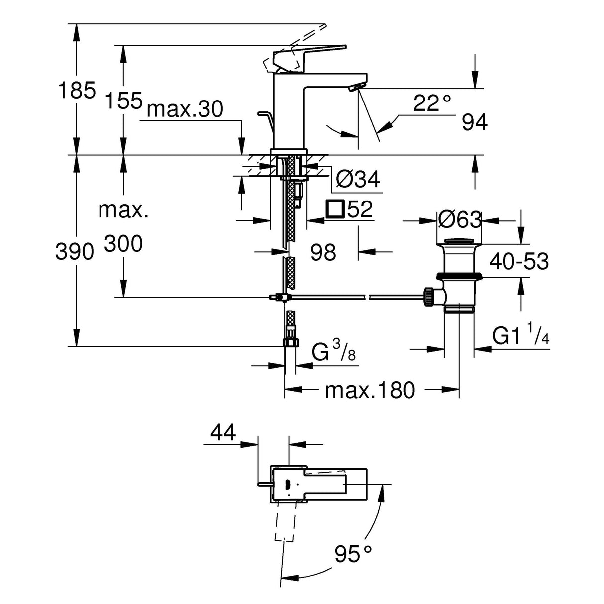 GROHE Mitigeur de lavabo taille S Sail Cube 23435000