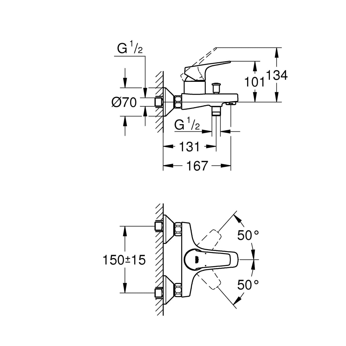 GROHE Mitigeur de bain-douche Start Flow 23772000
