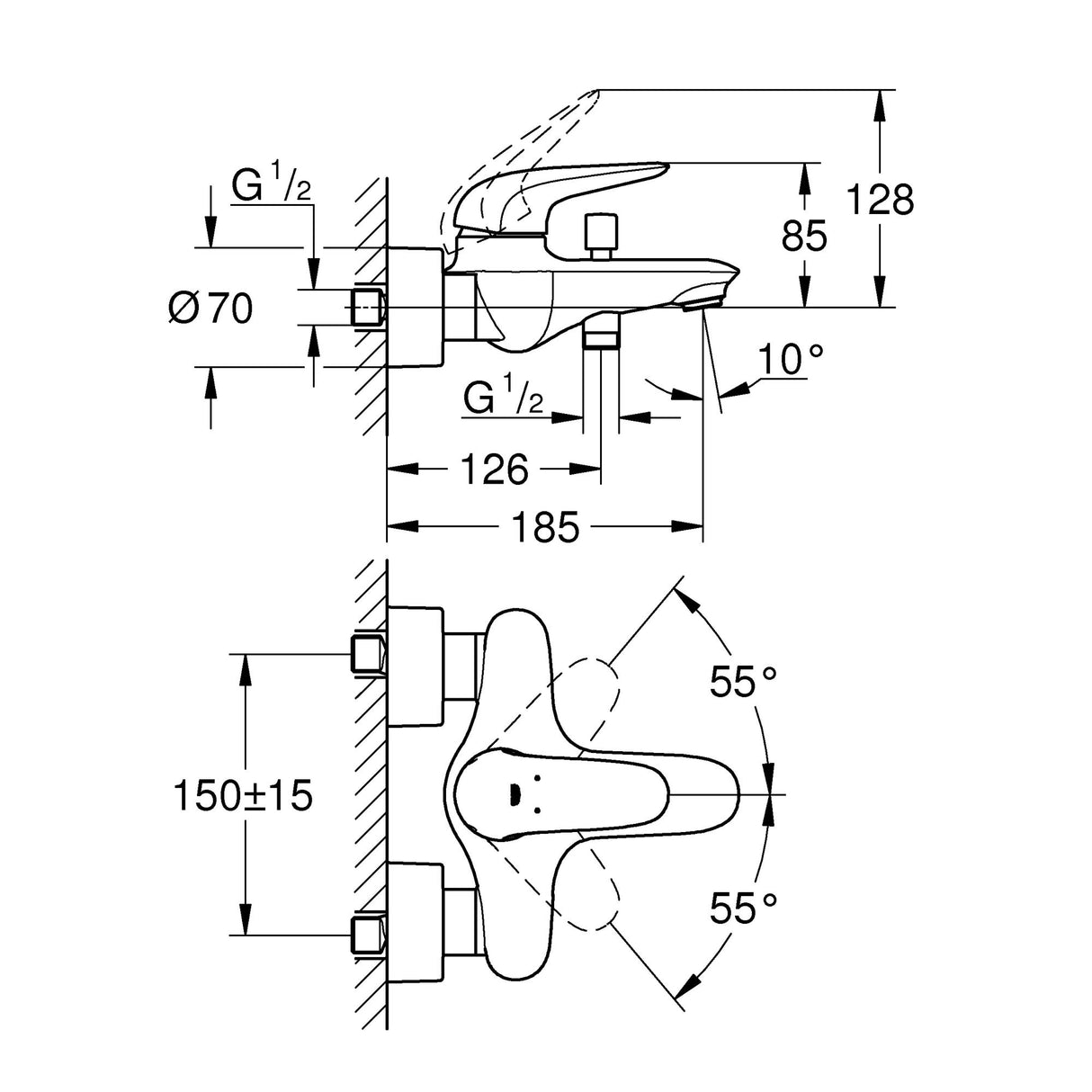 GROHE Mitigeur de bain-douche Wave 32286001
