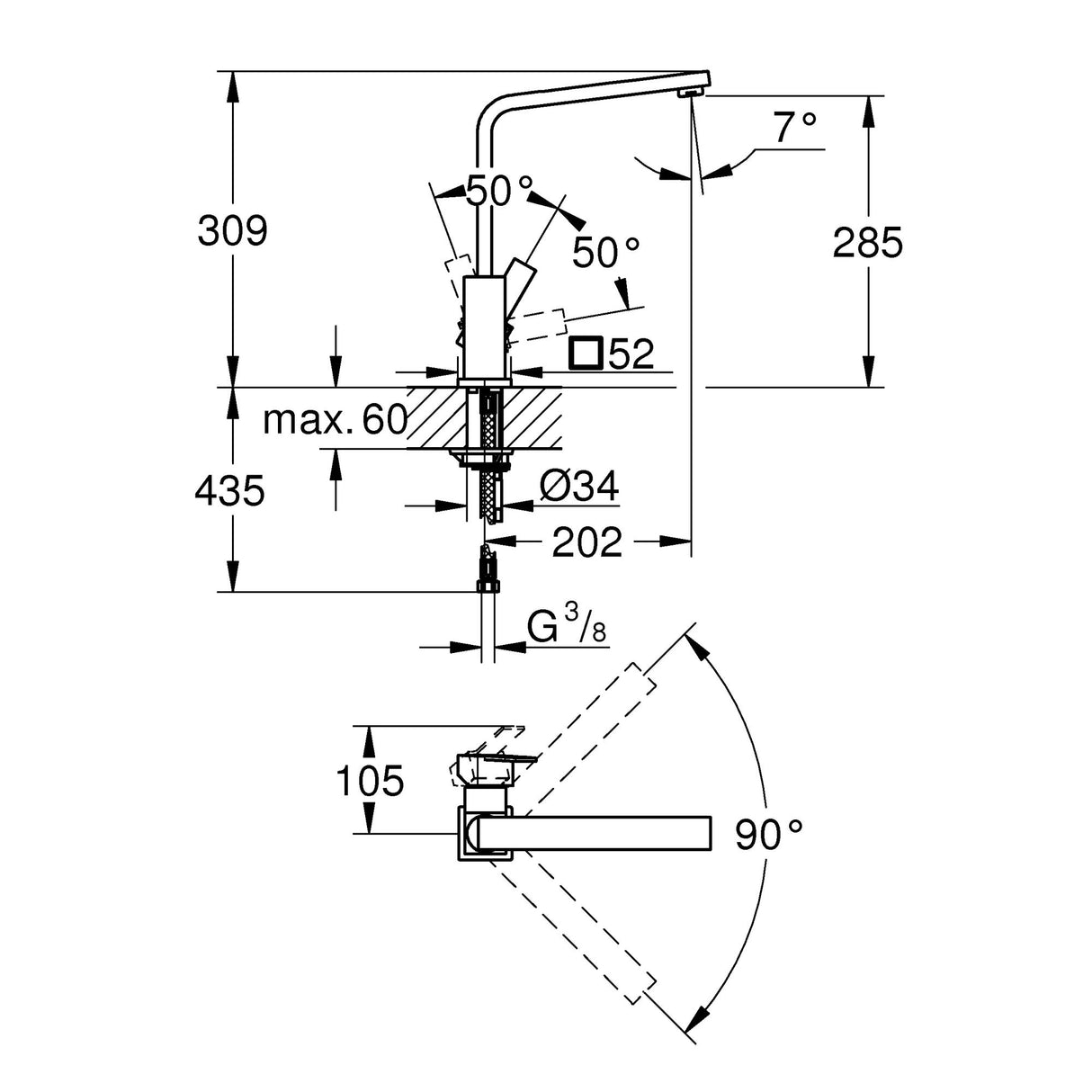 GROHE Mitigeur de cuisine Sail Cube 31393000