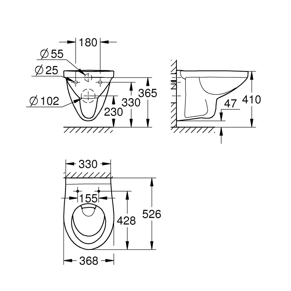 GROHE Cuvette WC suspendue Bau Ceramic 39491000