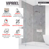 Panneau mural VIPANEL, type mur, couleur aspect béton ciré, installé dans une douche moderne.