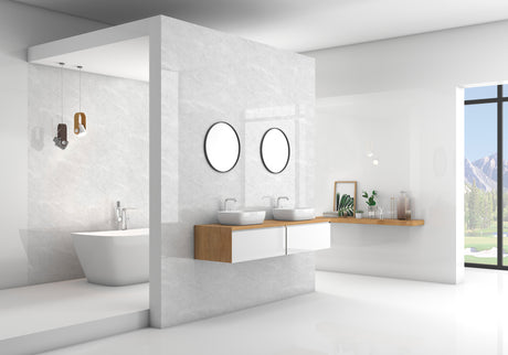 Panneau mural VIPANEL, type salle de bain, couleur marbre gris, finition brillante