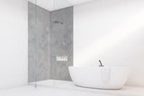 Douche angle Vipanel, marque Matperle, type béton ciré, couleur gris béton, salle de bain design.