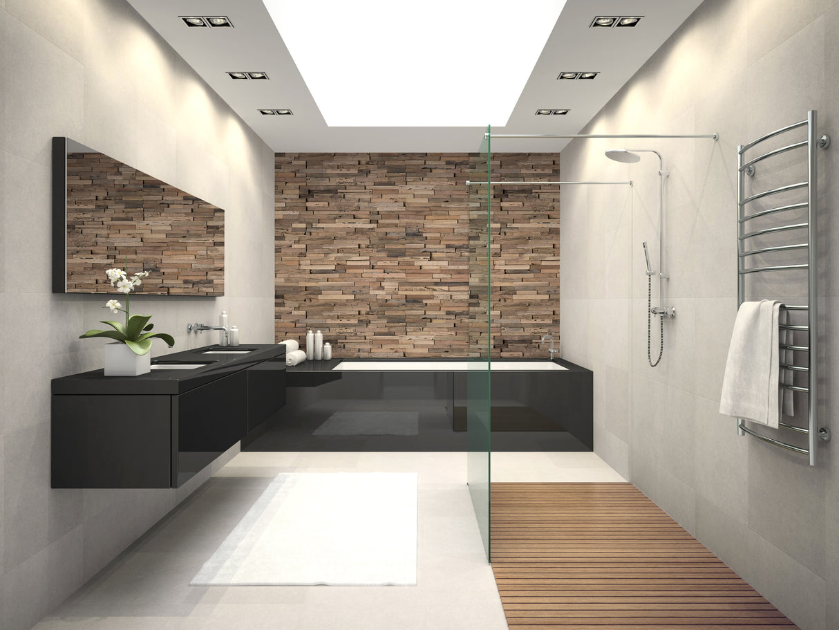 VIPANEL Panneau mural en alu-composite aspect bois coloris Acajou finition mat perlée