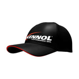Casquette noire KENNOL avec logo blanc, accessoire de mode, bord rouge, marque KENNOL.