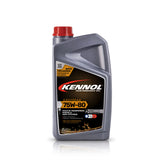 Bidon gris de 2L d'huile de transmission manuelle KENNOL Easygear 75W-80 avec bouchon rouge.