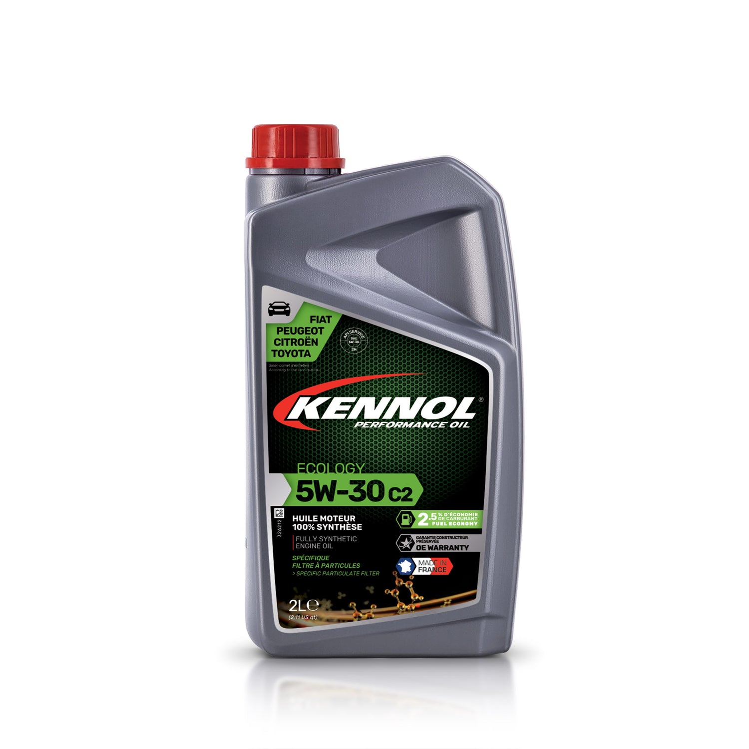 Huile moteur KENNOL, bidon gris, type 5W-30 C2, bouchon rouge, 2L.