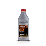 Bouteille grise de fluide hydraulique LDS KENNOL avec bouchon rouge, 1 litre.