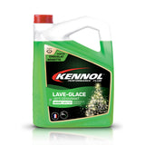 Bidon vert de lave-glace dégraissant Kennol, produit dégivrant chocolat noisette, 5L.