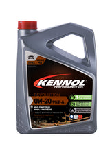 Huile moteur KENNOL, type 0W-20, synthétique, bidon gris avec bouchon rouge, 5L.